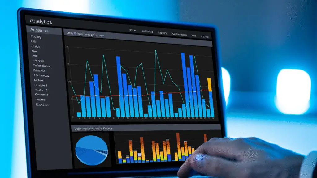 computer analytics screen for affiliate marketing