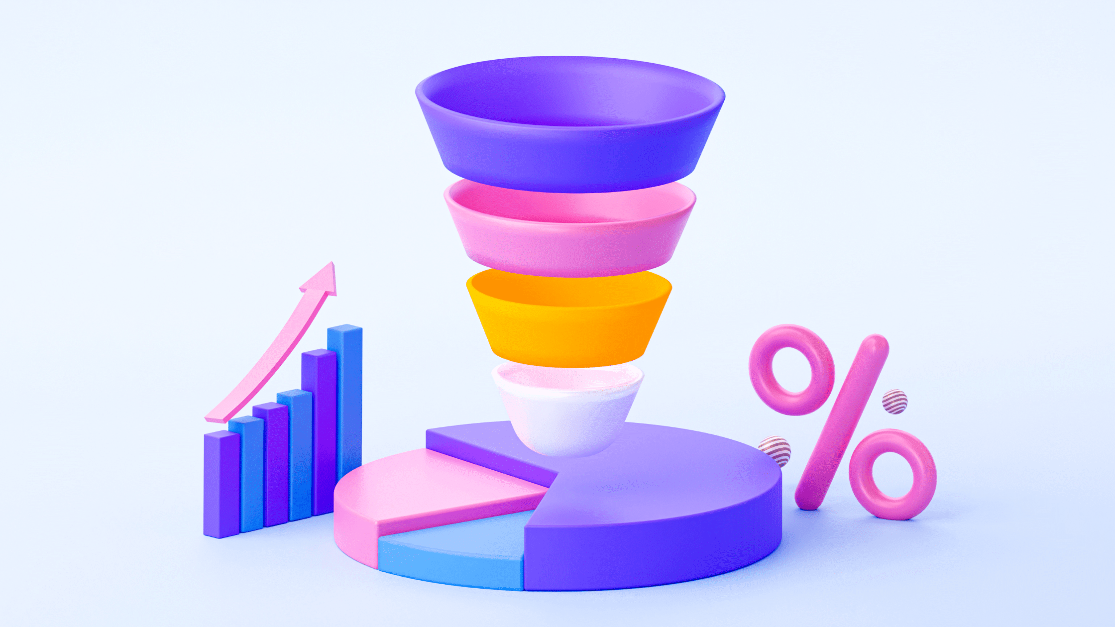 A sales funnel with a percentage